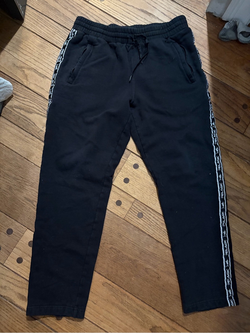 Pelagic Black Joggers with White Side Tape